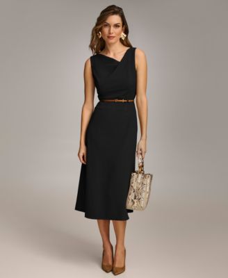 Donna Karan Women's Belted Asymmetric Midi Dress