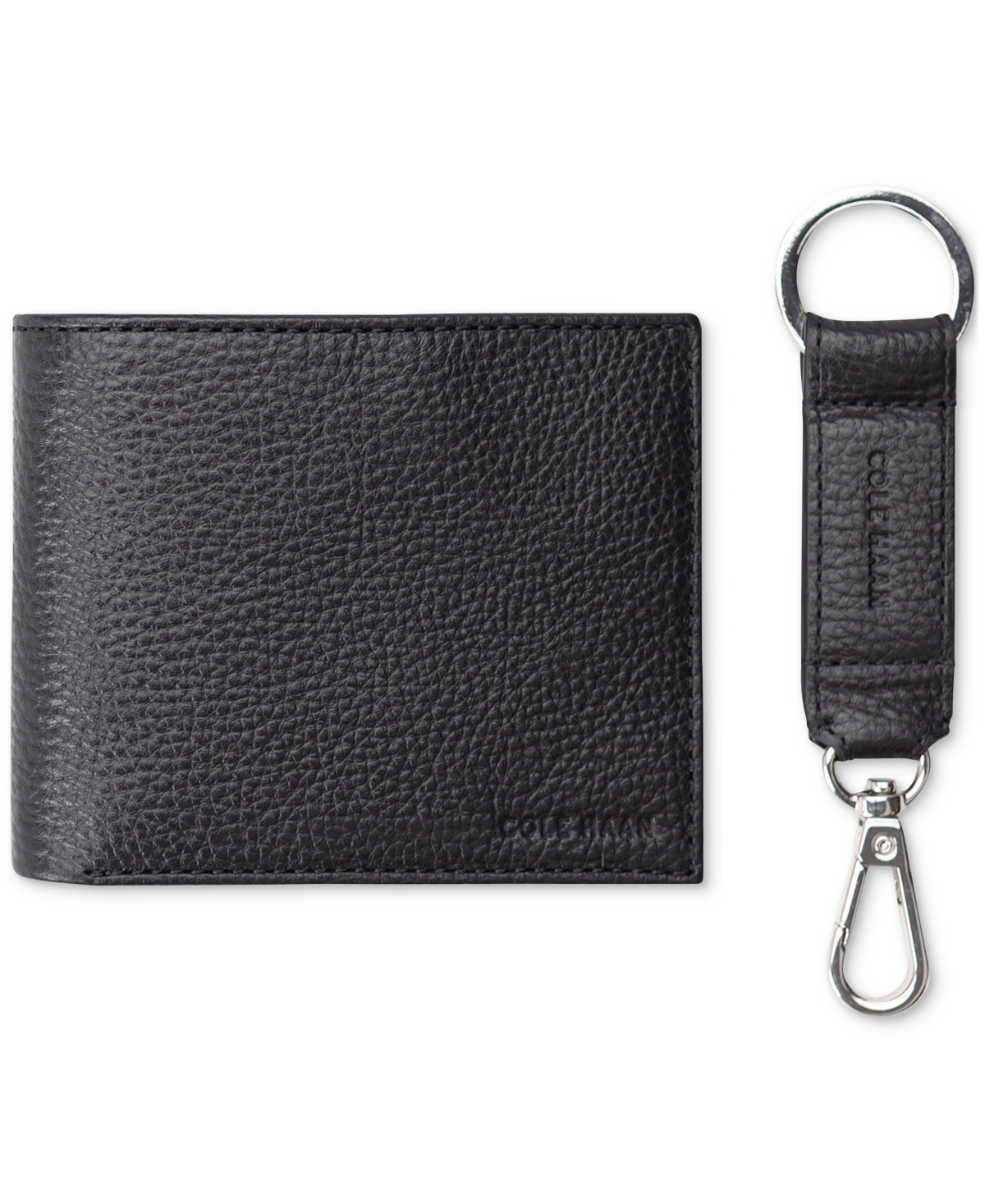 Men's Leather Billfold Wallet With Key Fob - Black
