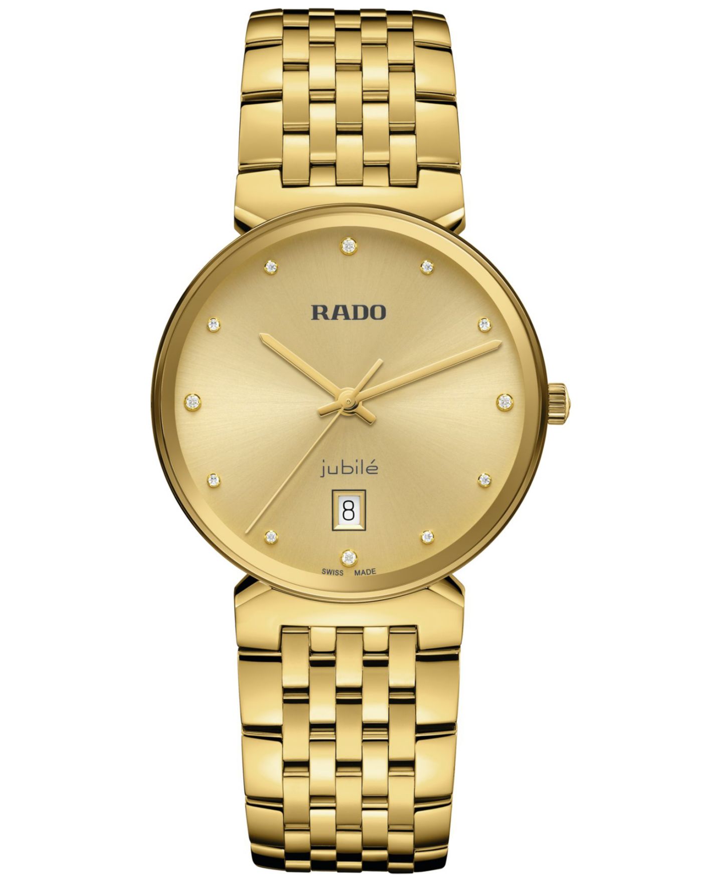 Женские часы Rado Swiss Florence Diamond (1/20 ct. t.w.) Gold PVD Stainless Steel Bracelet Watch 38mm — фото 1