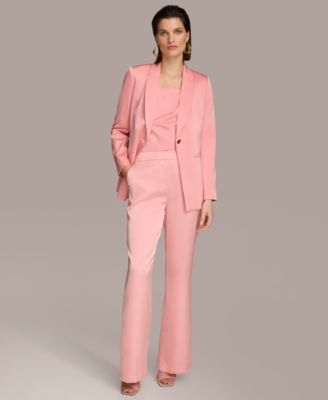 Shop Donna Karan Womens Satin One Button Jacket Pant In Tourmaline