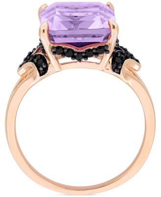 Pink Amethyst (5-7/8 ct. t.w.) & Black Sapphire (3/8 ct. t.w.) Statement Ring in Rose-Plated Sterling Silver