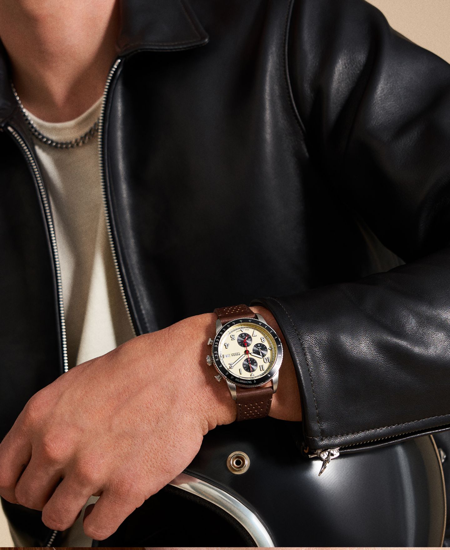 Мужские часы Fossil Sport Tourer Chronograph Brown LiteHideLeather 42mm — фото 4