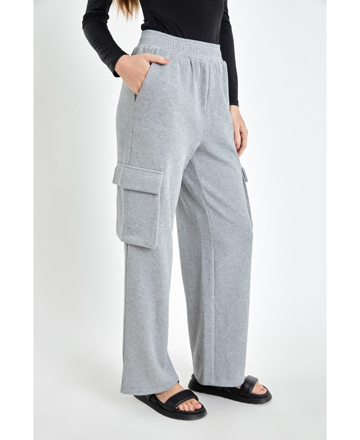 GREY LAB WOMEN'S WIDE KNIT PANTS WITH POCKETS