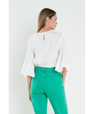 Women's Ruffled Cotton Blend Top