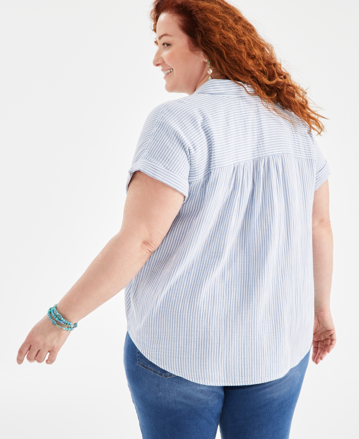 Style & Co Plus Size Cotton Button-Front Camp Shirt, Created for Macy's