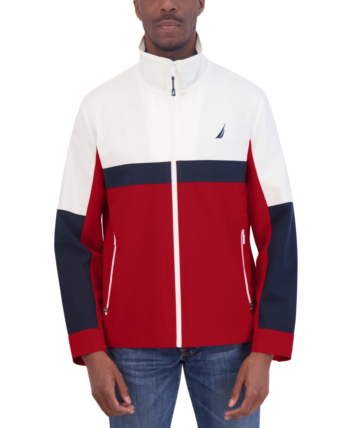 Nautica Men's Colorblocked Golf Jacket In Bright White