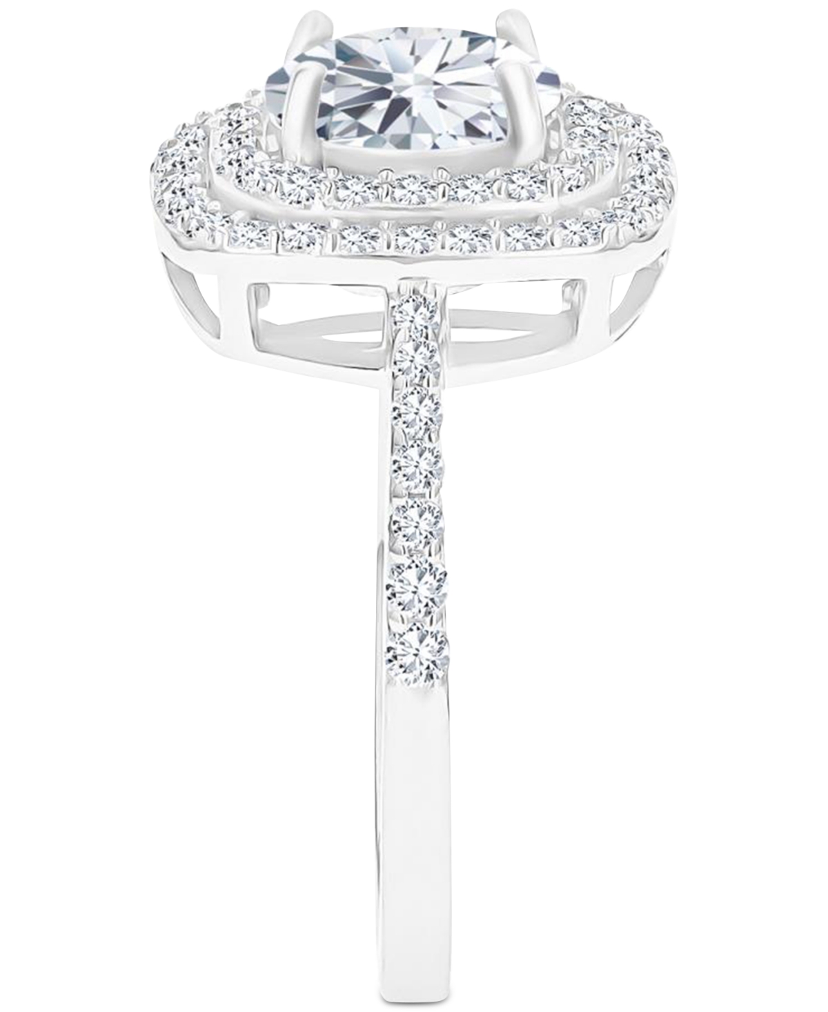 Amethyst (1-1/5 ct. t.w.) & Lab-Grown White Sapphire (1/2 ct. t.w.) Square Halo Birthstone Ring in Sterling Silver (Also in Additional Birthstones)