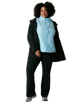 Columbia Plus Size Benton Springs Fleece Jacket Rose Winds Softshell Jacket Anytime Outdoor Bootcut Pants In Black