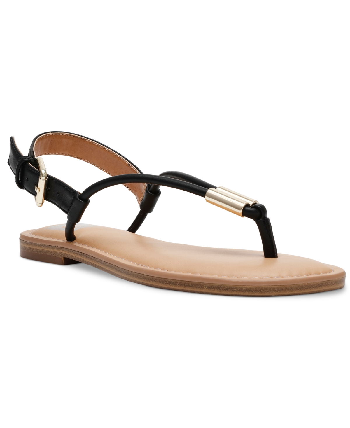 Shop Dv Dolce Vita Women's Jache T-strap Adjustable Ankle-strap Flat Sandals In Black