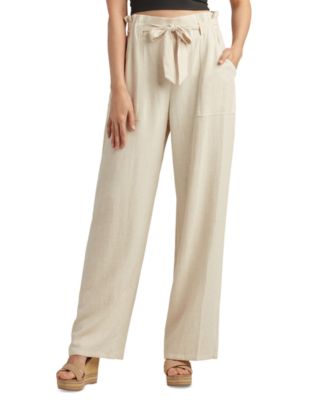 BCX - Juniors' Mid-Rise Paperbag-Waist Wide-Leg Pants