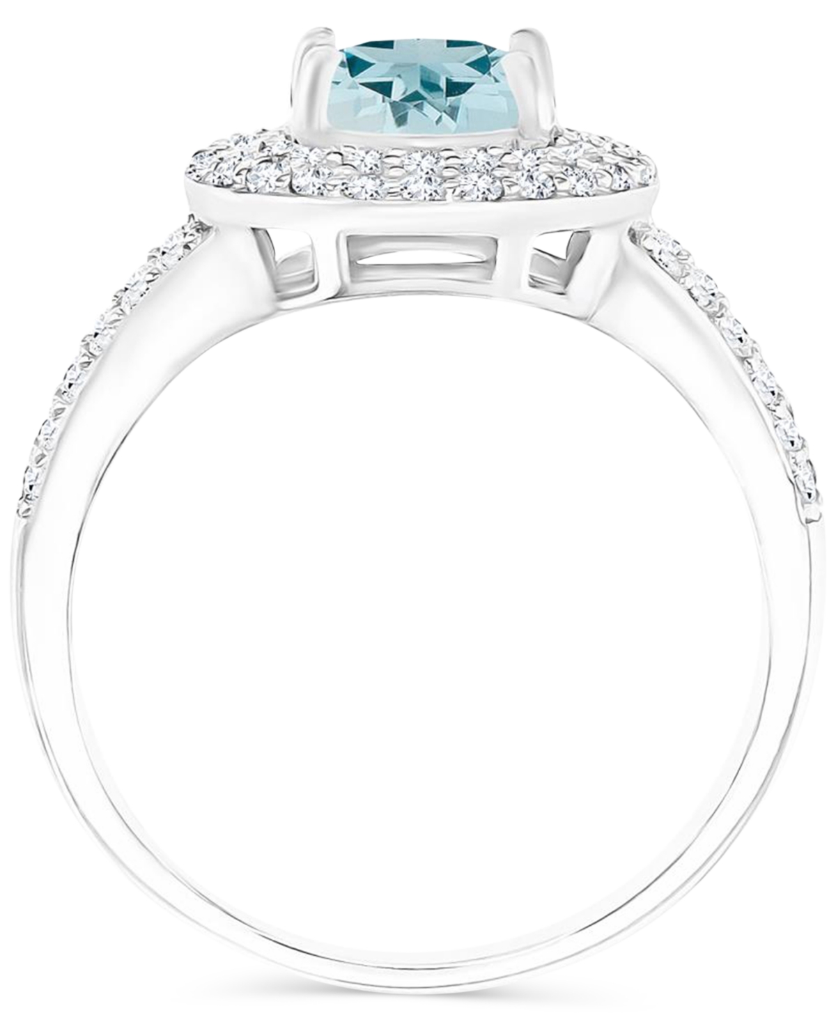 Amethyst (1-1/5 ct. t.w.) & Lab-Grown White Sapphire (5/8 ct. t.w.) Halo Birthstone Ring in Sterling Silver (Also in Additional Birthstones) - Aquamar