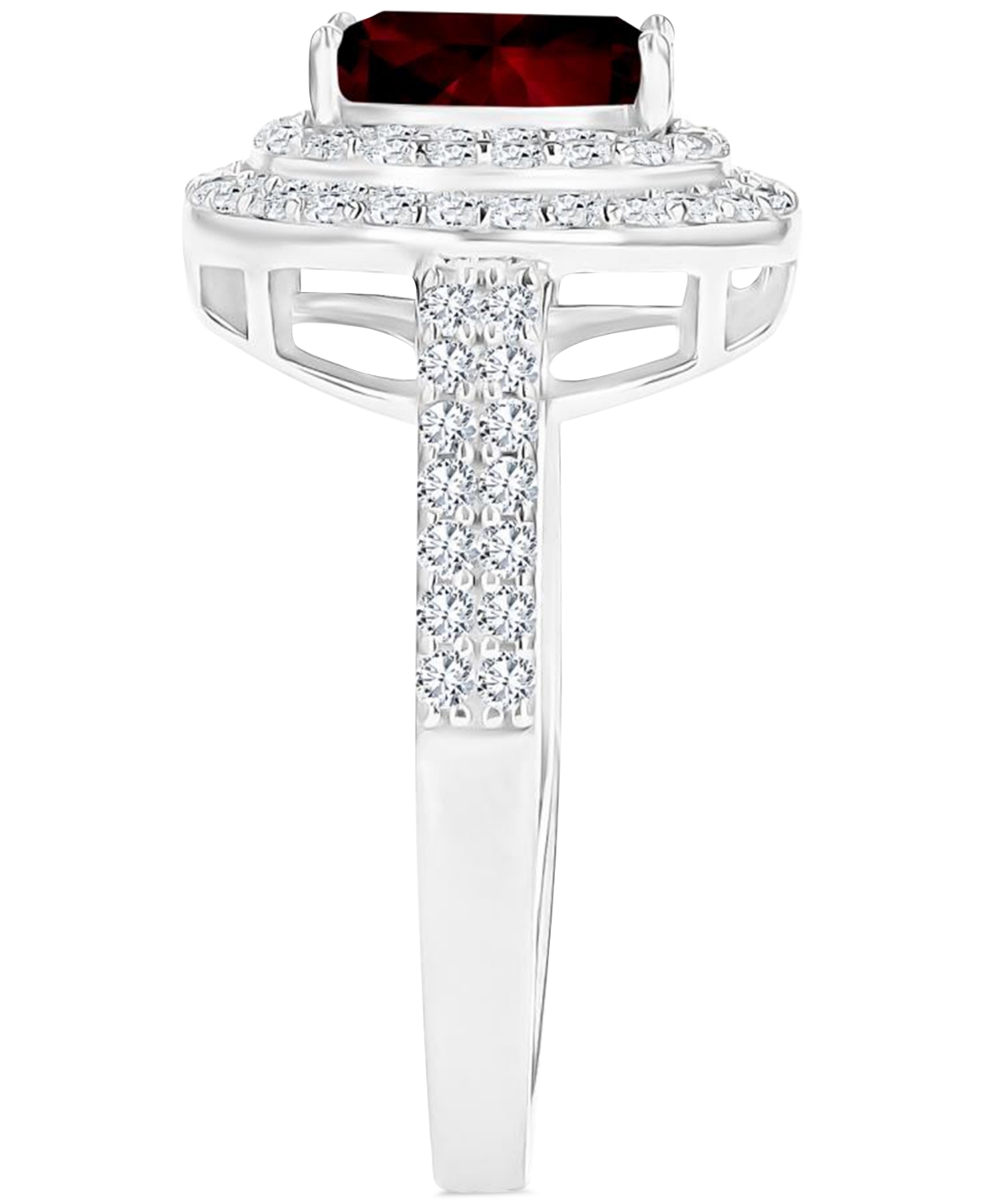 Amethyst (1-1/20 ct. t.w.) & Lab-Grown White Sapphire (3/4 ct. t.w.) Oval Halo Birthstone Ring in Sterling Silver (Also in Additional Birthstones) - G