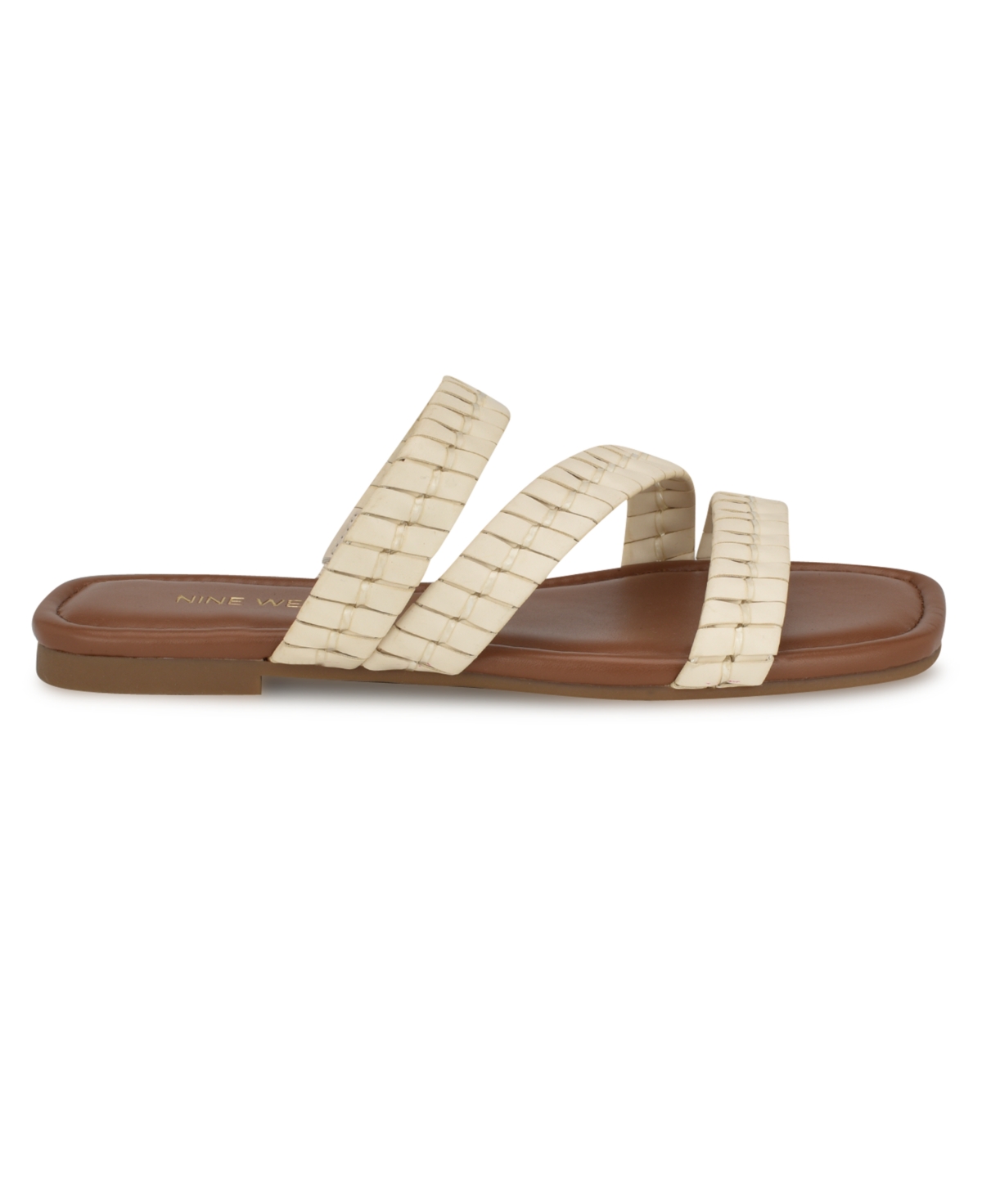Nine West Women's Quinlea Strappy Square Toe Flat Sandals In Cream