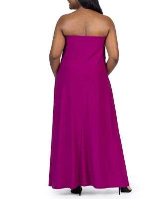 Plus Size Strapless Maxi Dress with Pockets