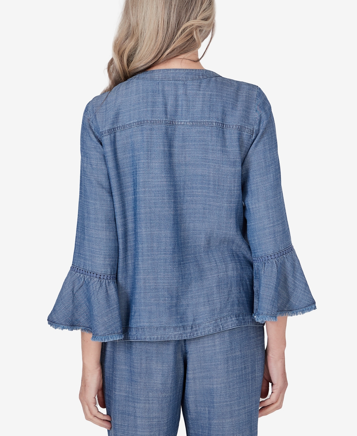 Shop Alfred Dunner Petite Blue Bayou Bell Sleeve Chambray Jacket