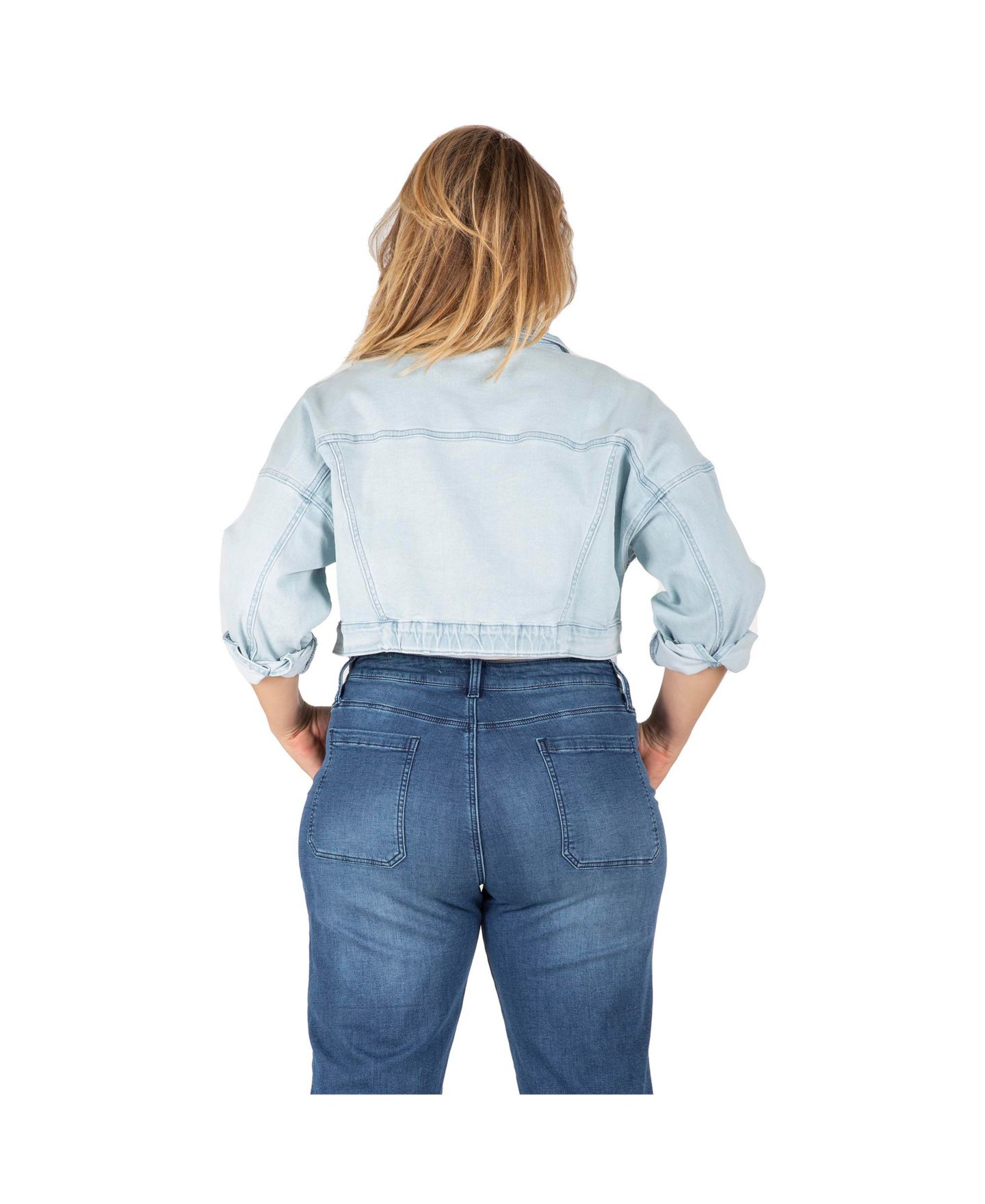 Женская куртка Standards & Practices Plus Size Cropped Denim Trucker, цвет: Пастельный синий — фото 2