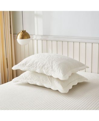 100% Cotton Embroidered Quilted Pillow Shams - King