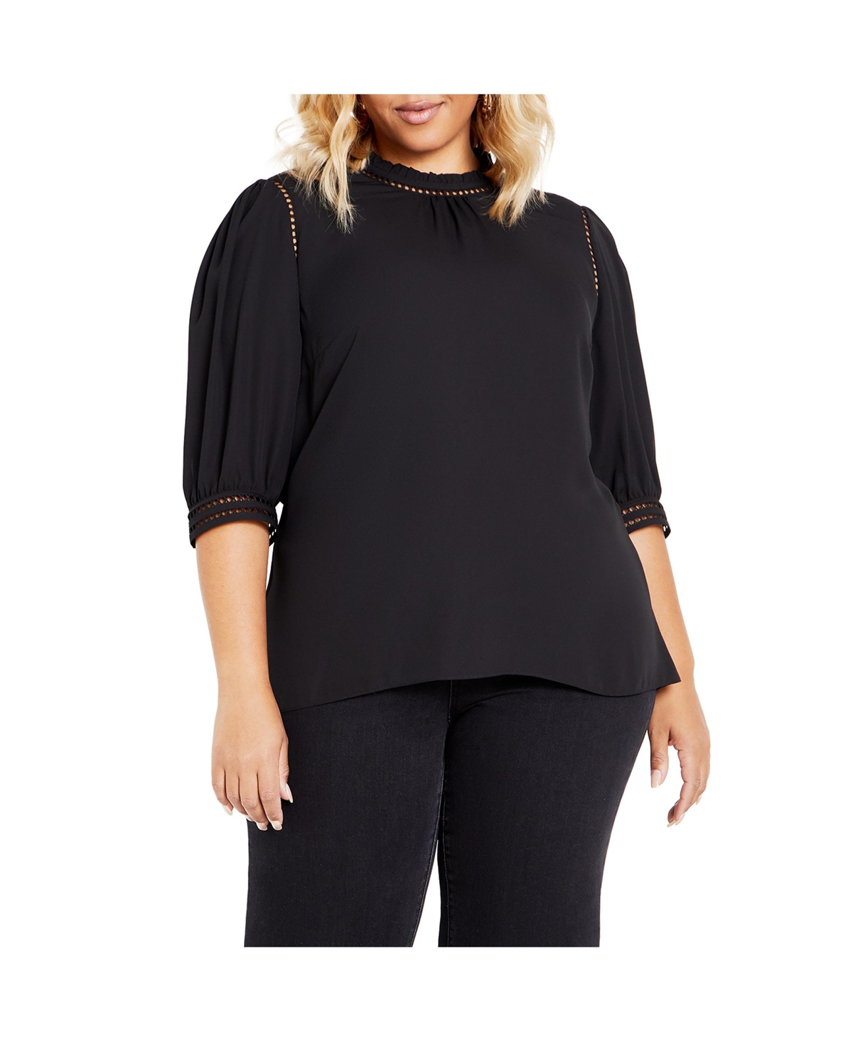 Plus Size Kiss Me Quick Elbow Sleeve Shirt - Black