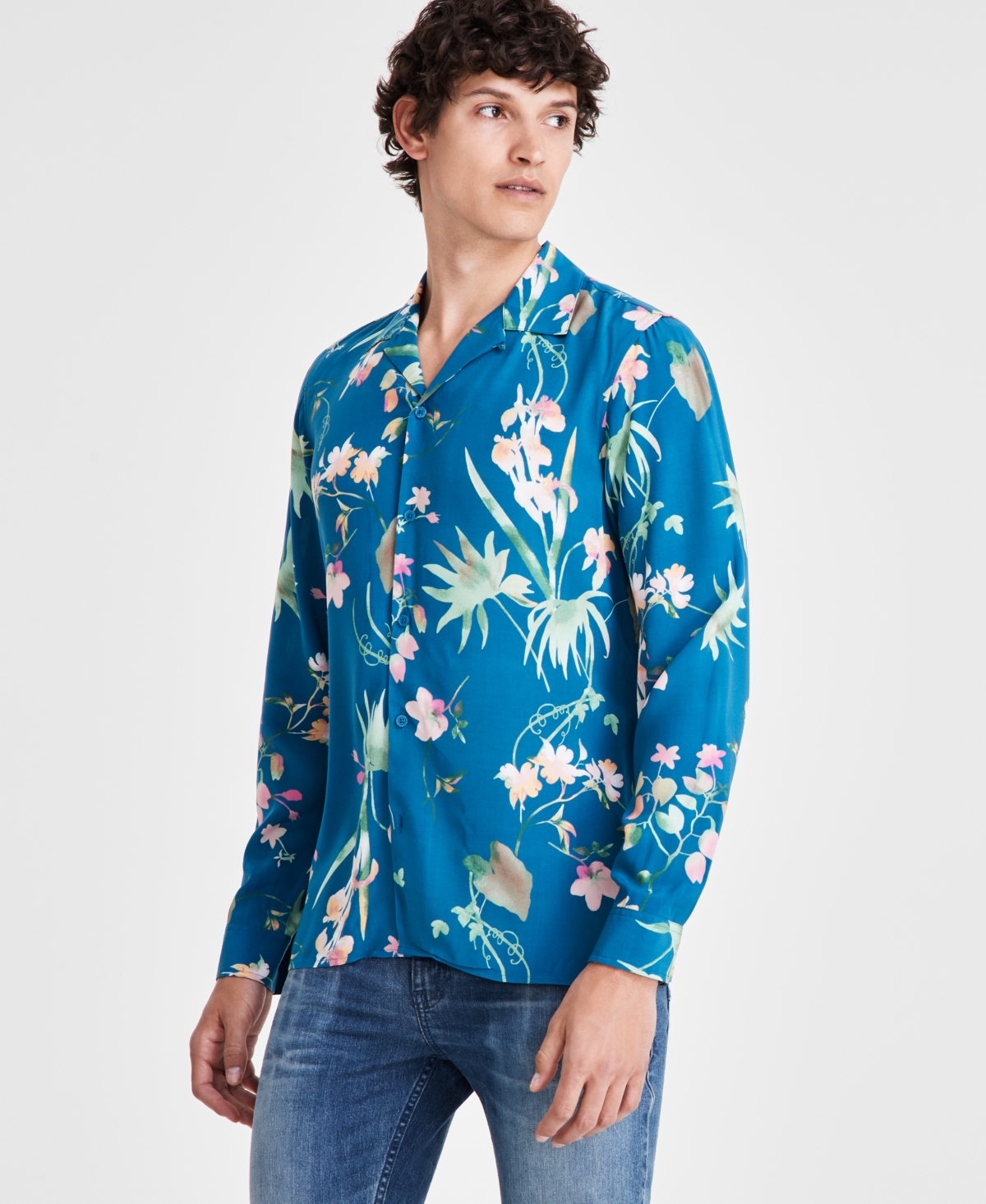 Shop Inc International Concepts Men's Antonio Floral Camp Shirt, Created For Macy's In Atlantic Coast