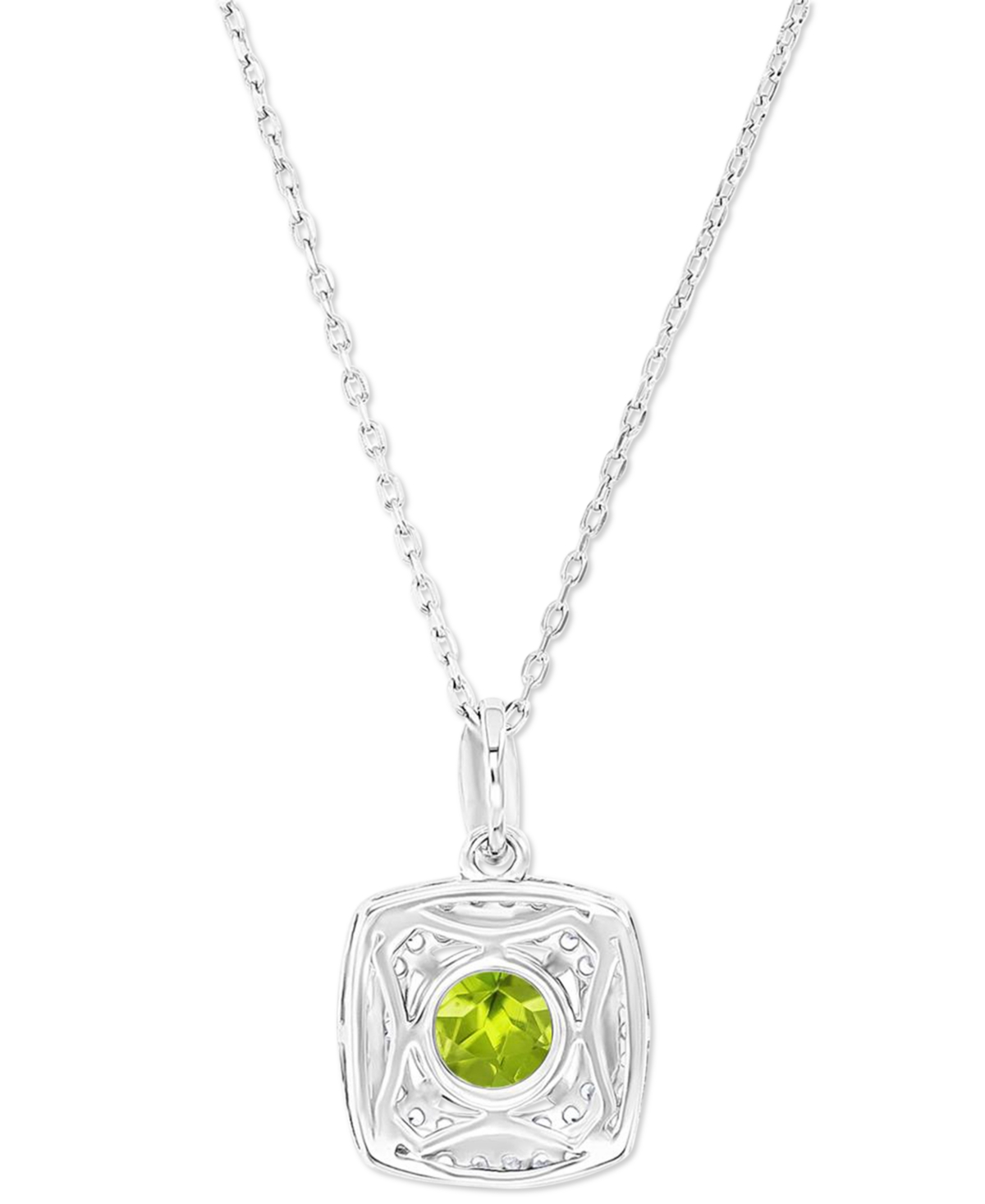 Amethyst (1-1/5 ct. t.w.) & Lab-Grown White Sapphire (1/3 ct. t.w.) Square Halo Birthstone Pendant Necklace in Sterling Silver, 16