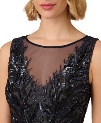 Adrianna Papell Women's Bead Metallic Mesh Gown - Macy's