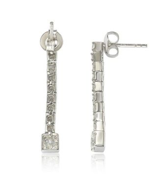 Suzy Levian Sterling Silver Cubic Zirconia Grandeur Line Dangle Earrings
