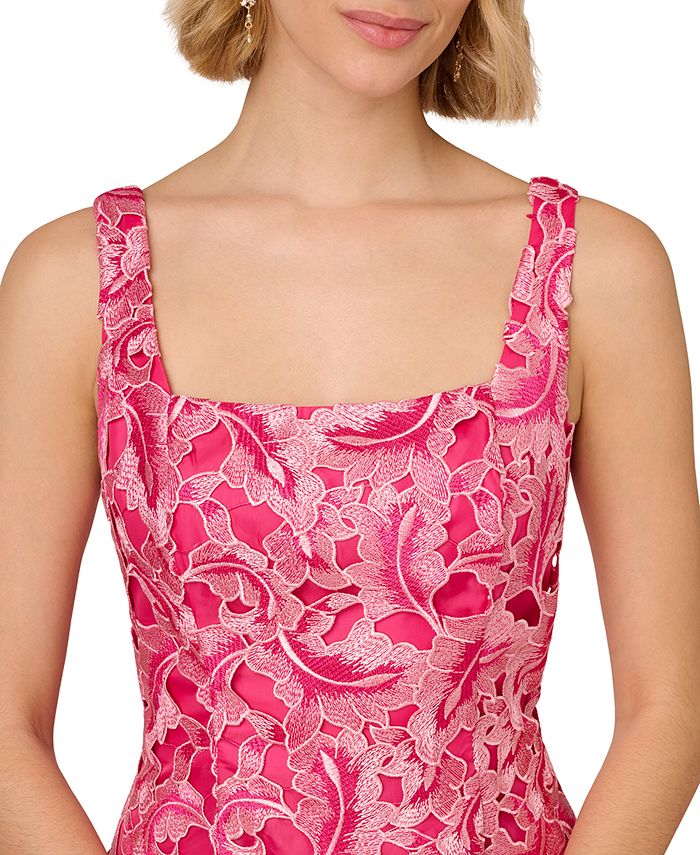 Adrianna Papell Women's Embroidered Fit & Flare Dress Pink Size 2