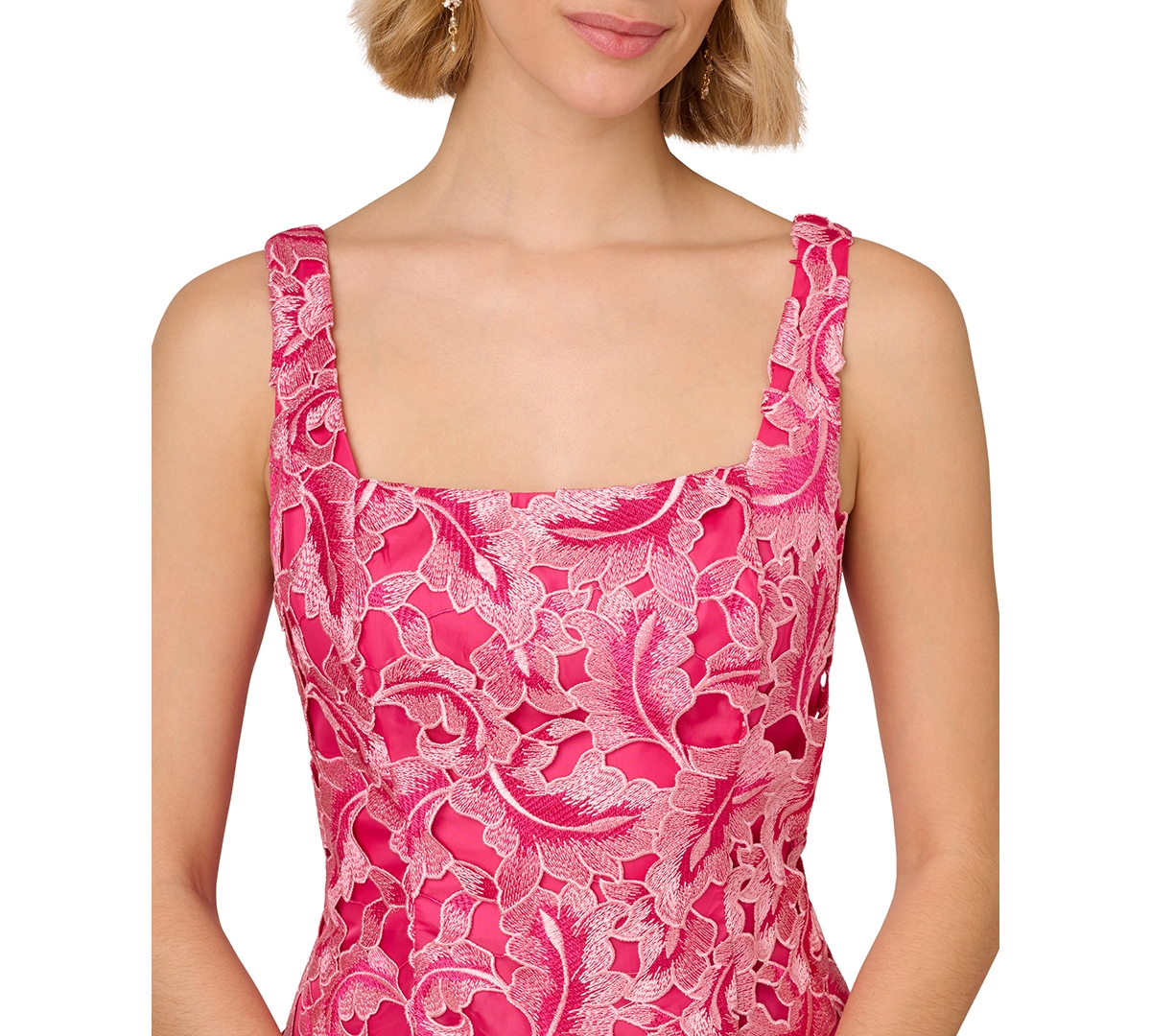 Shop Adrianna Papell Women's Embroidered Fit & Flare Dress In Electric Pink