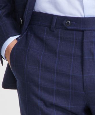 Men's Classic-Fit Wool-Blend Stretch Plaid Suit Separate Pants