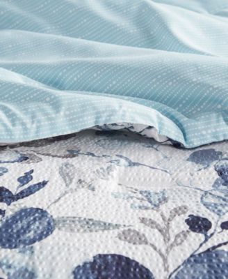 Gabby Reversible Floral Botanical Seersucker 3-Pc. Comforter Set, King/California King