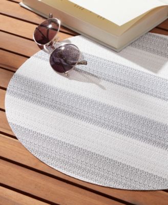 Basics Cabana Stripe Indoor/Outdoor Placemats 4-Pack Set, Reversible, 15" Round