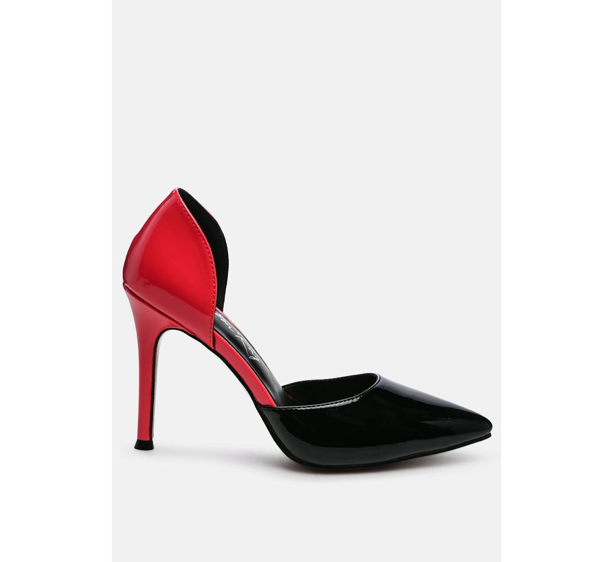 London Rag Candy Cane Patent Faux Leather High Heel Pumps -fuchsia