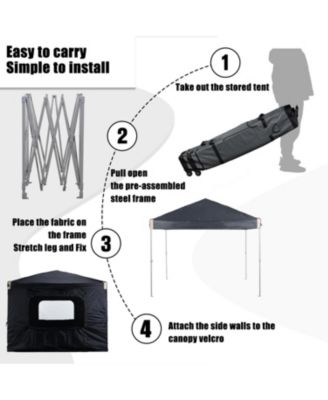 Pop Up Canopy Tent with Removable Mesh Window Sidewalls, Portable Instant Shade Canopy with Roller Bag