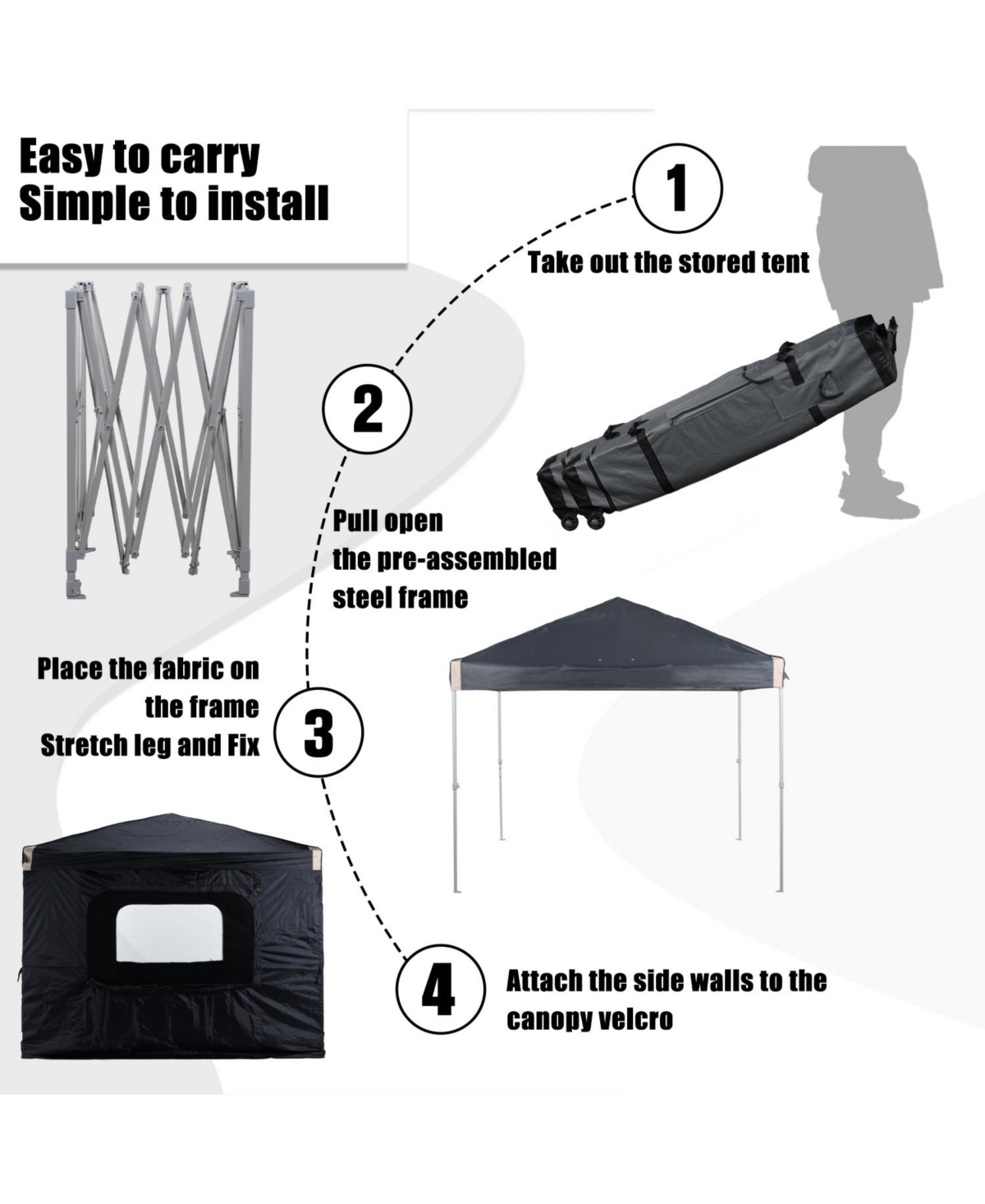 Aoodor Pop Up Canopy Tent with Removable Mesh Window Sidewalls, Portable Instant Shade Roller Bag