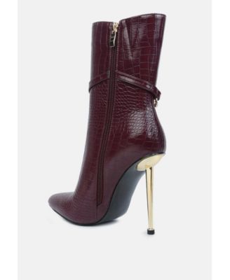 nicole croc patterned high heeled  boots