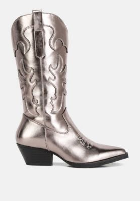 cowboy metallic faux leather cowboy boots