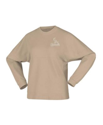 Women's Tan Distressed St. Louis Cardinals Branded Fleece Pullover Sweatshirt