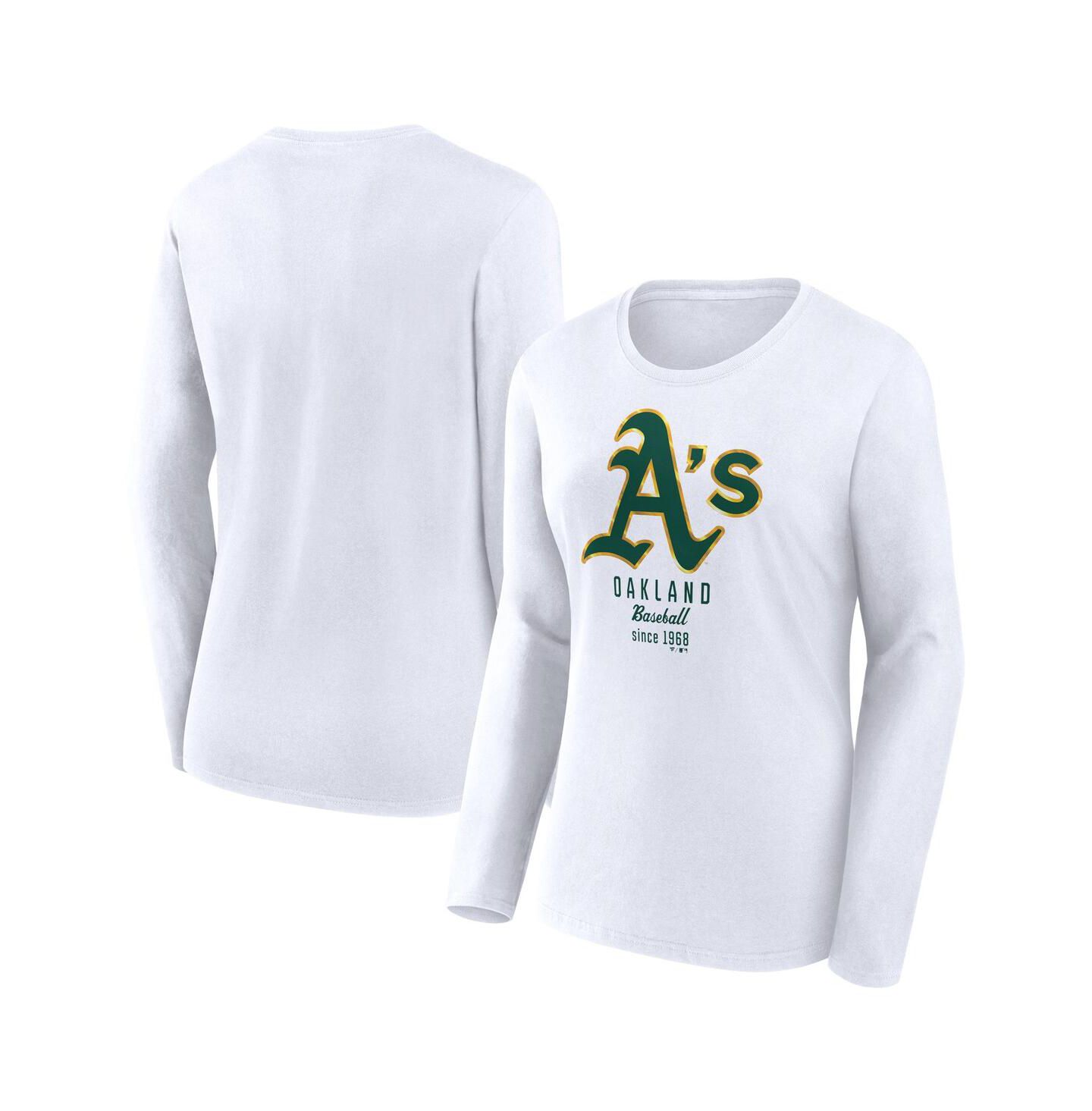 Женская футболка Fanatics White Oakland Athletics Lightweight Fitted Long Sleeve — фото 1