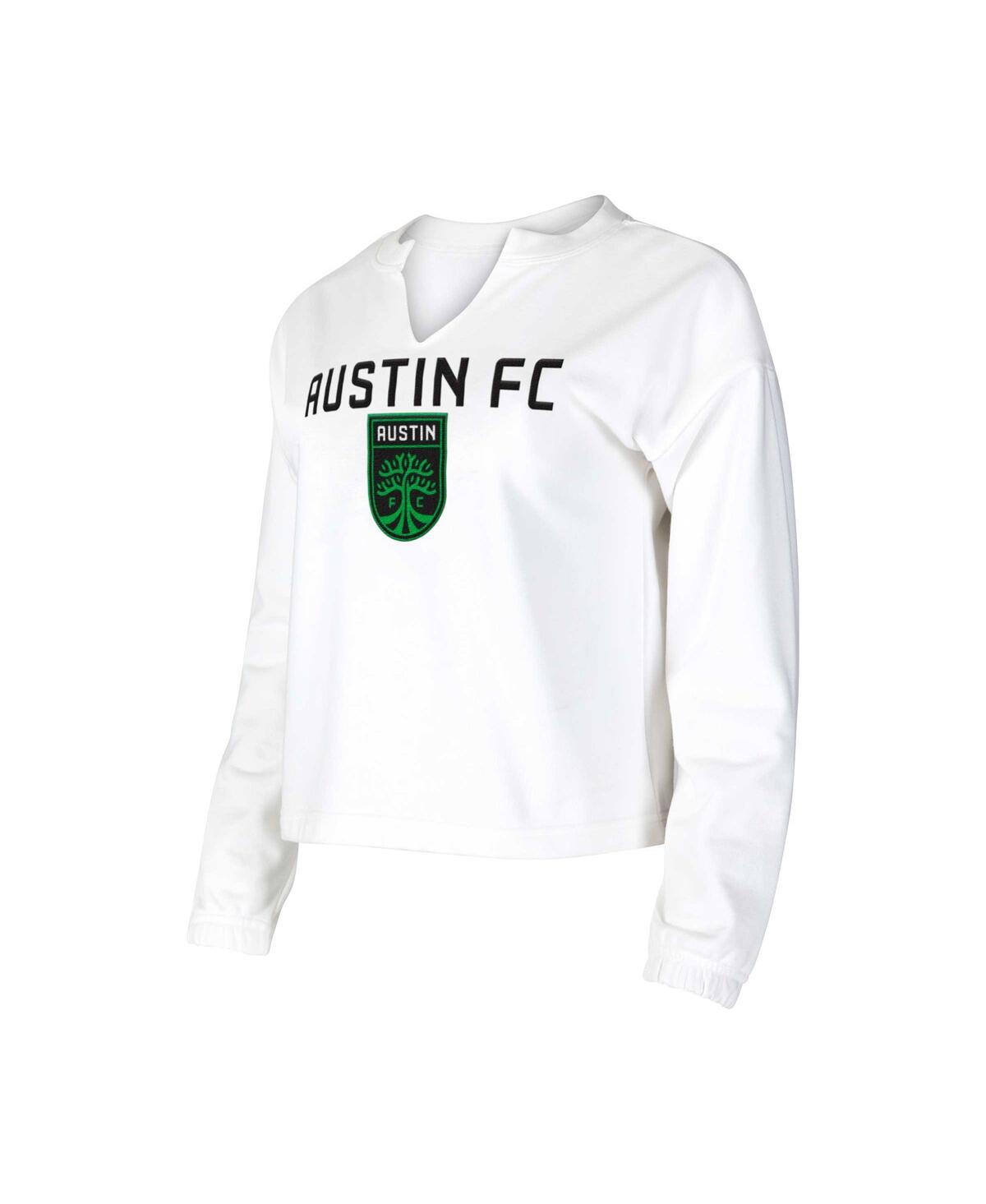 Shop Concepts Sport Women's  White Austin Fc Sunray Notch Neck Long Sleeve T-shirt