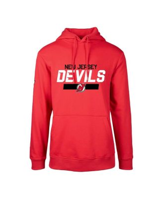 Men's Jack Hughes Red New Jersey Devils Podium Name and Number Pullover Hoodie
