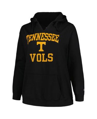 Women's Black Tennessee Volunteers Plus Size Heart & Soul Notch Neck Pullover Hoodie