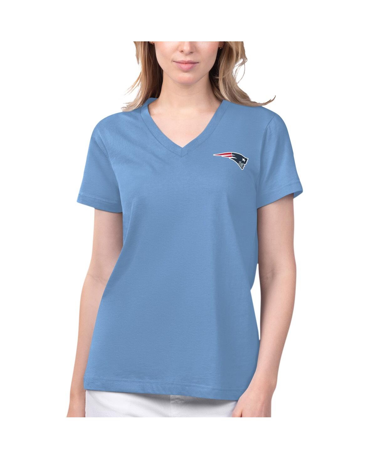 Margaritaville Women's  Blue New England Patriots Game Time V-neck T-shirt