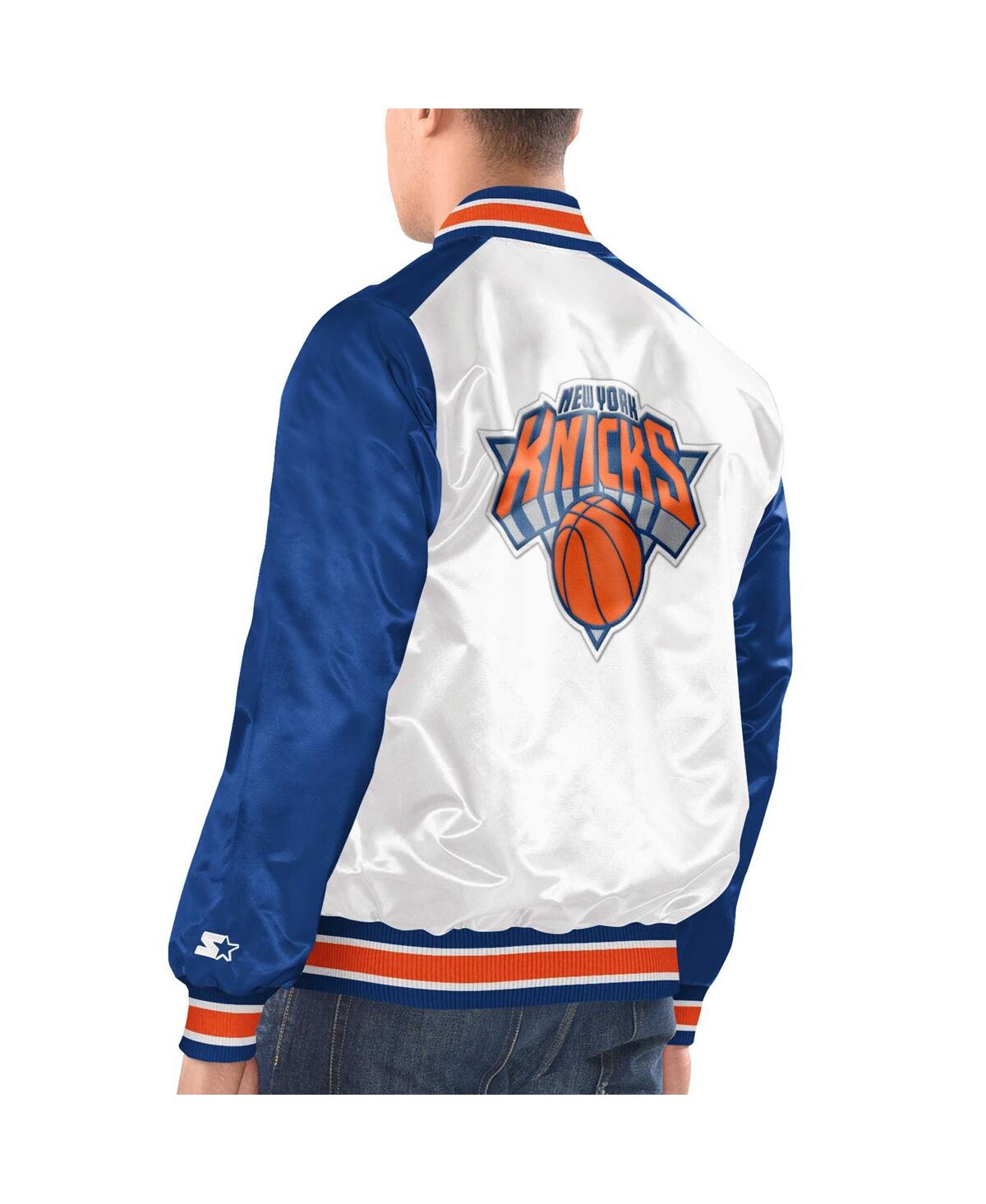 Men's Starter Blue New York Knicks Renegade Satin Full-Snap Varsity Jacket - Blue