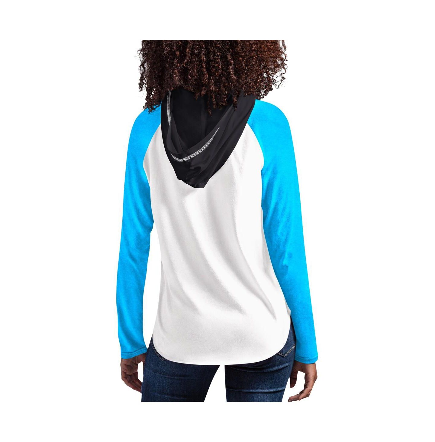 Женская футболка G-III 4Her by Carl Banks White Ross Chastain MVP Raglan Hooded Long Sleeve — фото 2