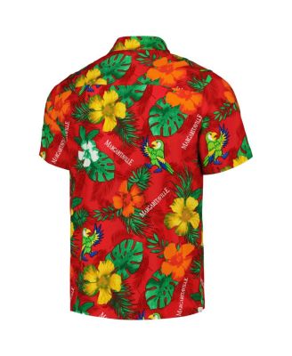 Men's Red NASCAR Island Life Floral Party Full-Button Shirt