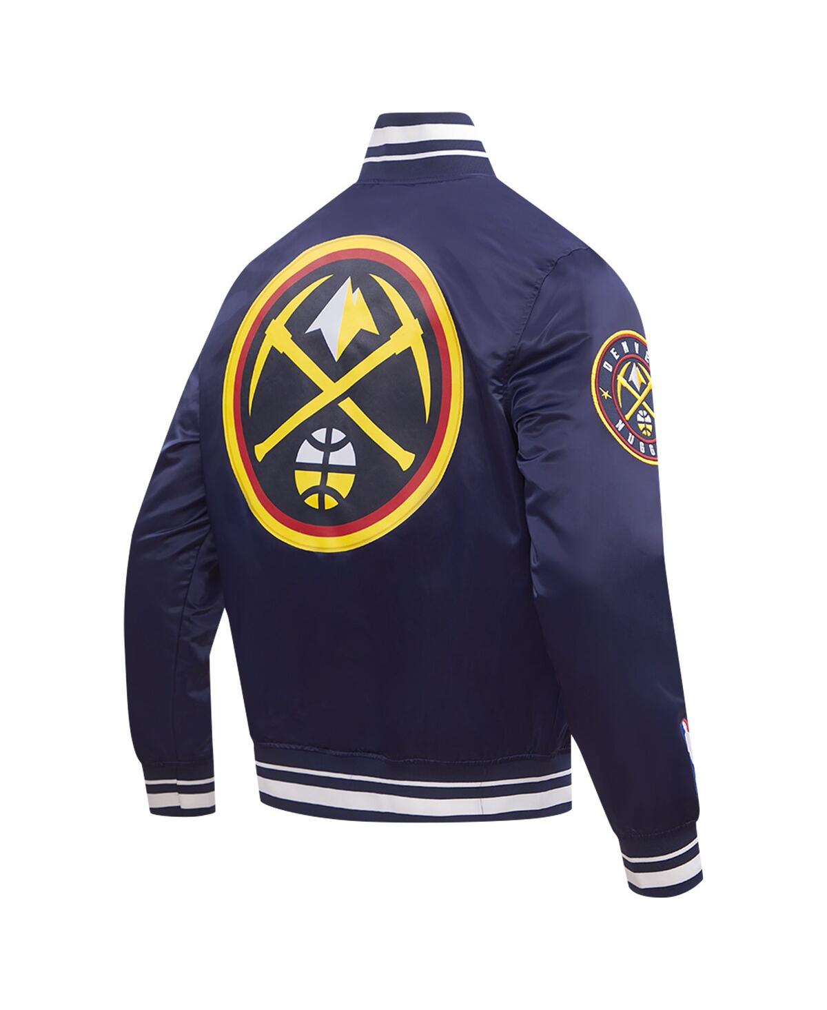 Shop Pro Standard Men's  Navy Denver Nuggets Script Tail Full-snap Satin Varsity Jacket