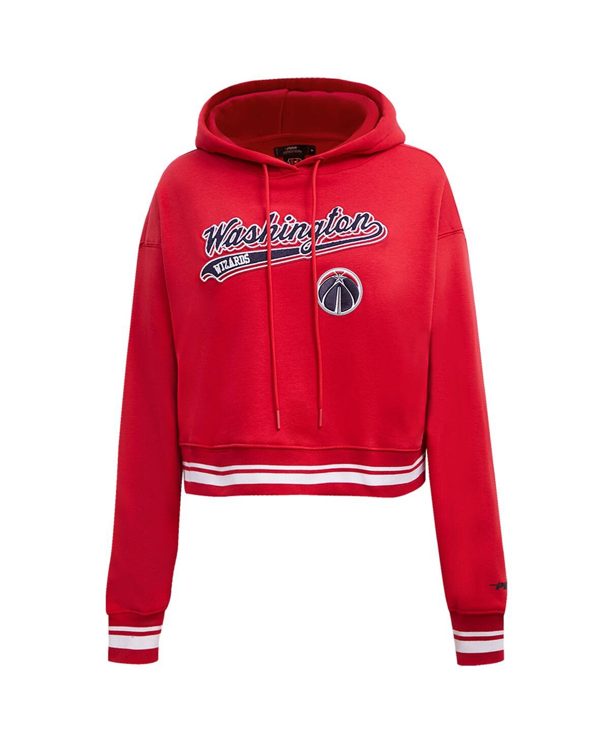 Shop Pro Standard Women's  Red Washington Wizards Script Tail Cropped Pullover Hoodie