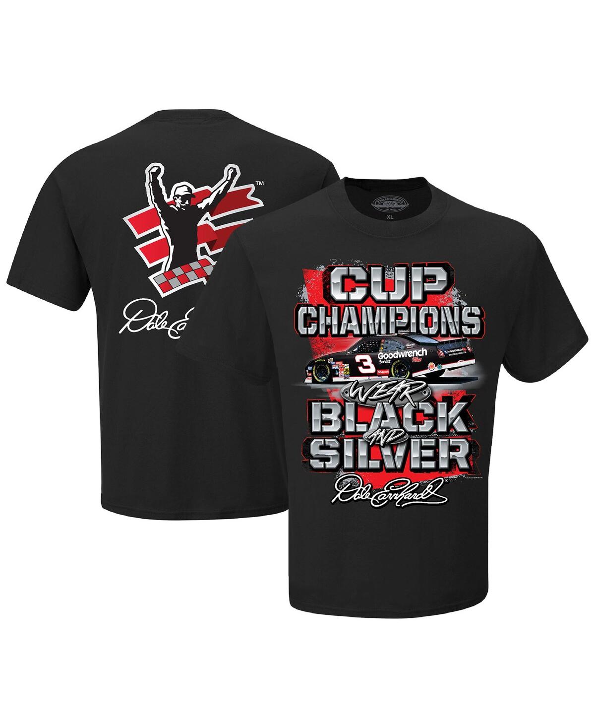 Men's Checkered Flag Sports Black Dale Earnhardt Champions Wear T-shirt - Black