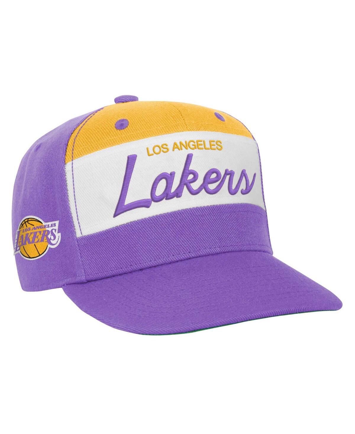 Mitchell & Ness Kids' Youth Boys And Girls  White, Purple Los Angeles Lakers Retro Sport Colorblock Script In White,purple