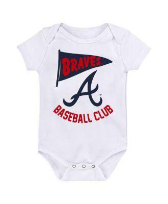 Baby Boys and Girls Atlanta Braves Fan Pennant 3-Pack Bodysuit Set
